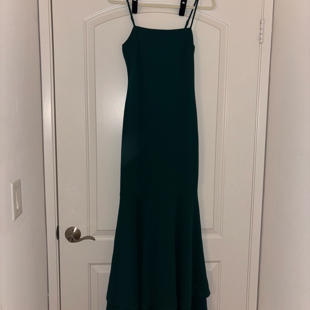 Lulu's Emerald Green Formal Gown with Tiered Skirt